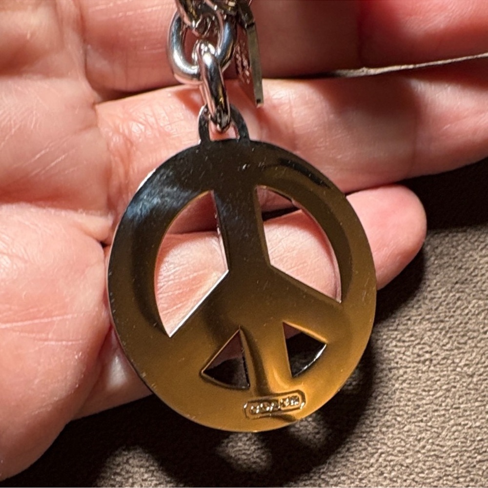 Coach Legacy Multicolor Peace Sign Keychain With Light Blue Coach Pen - Picture 4 of 5